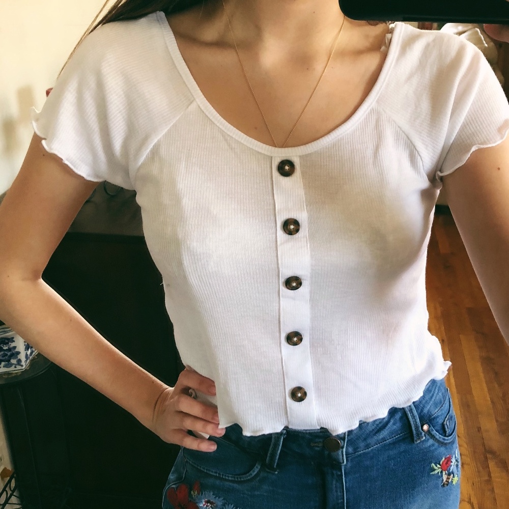 GONE TOMORROW- LAST TWO NEW  Button Down Crop Top